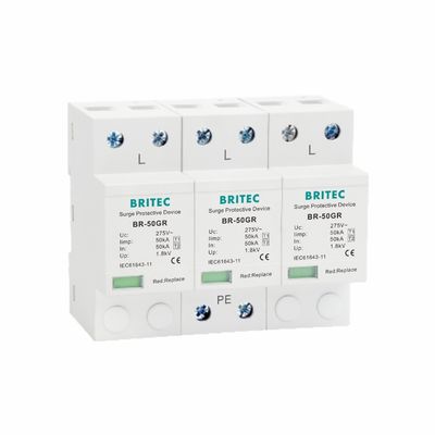 10/350μs Arrester di sovratensione di tipo 1 50KA Dispositivo di protezione da fulmini di plastica