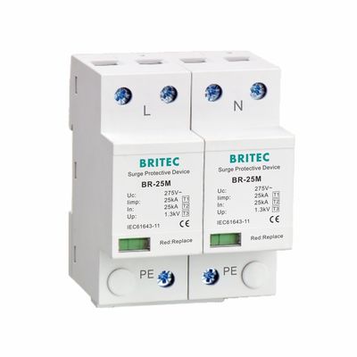 monofase del T1 10/350us 2P del protettore di impulso di tipo 1 25kA 275V 1.3kV