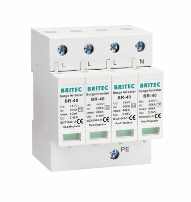 BR-40 440 4P Tipo 2 40ka dispositivo di protezione contro le sovratensioni SPD T2 Protezione di potenza arrester fulmine protettore da tuoni sovratensioni ac 440V Surge Arrester spd Tipo 2 protettori contro le sovratensioni