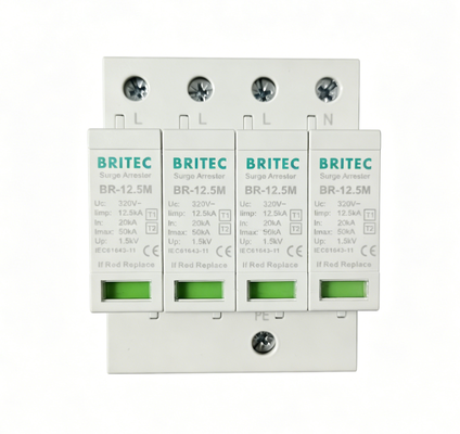 BR-12.5M 320 4P spd t1 protettore da lampi di tipo 1 2 spd 12.5ka arrester plug-in