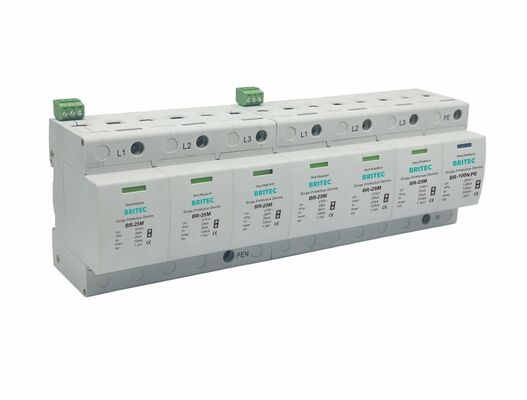 BR-25M 275 6+1 Dispositivo di protezione da sovratensioni di tipo 1+2 con protezione da 25kA e contenitore termoplastico UL94-V0
