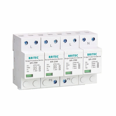 BR-25M 4P 25kA Surge Arrester Tipo 1 Thunder Arrester SPD Classe 1 pluggable Surge Arrester Cina fulmini