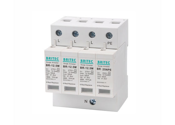 Compatto 12.5kA Classe B + C Trifase Surge Arrester SPD con DIN Rail Mount