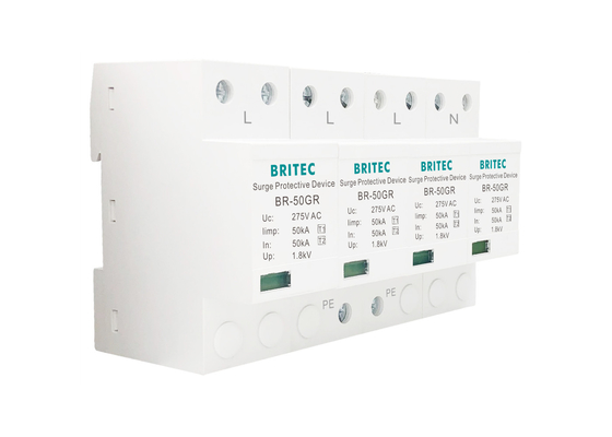 SPD 50KA Tipo 1 Dispositivo di protezione contro le sovratensioni 4P 150V 275V 320V AC Lightning Arrester
