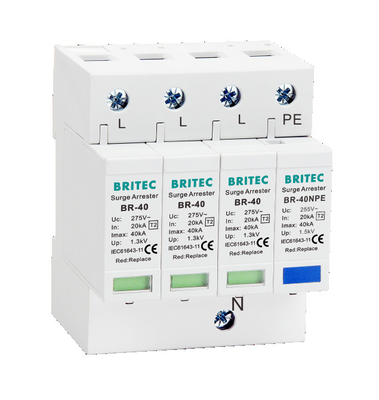 Tipo di BR-40 1P - 2 monofase SPD del protettore di impulso del dispositivo di protezione dell'impulso 40kA 275V