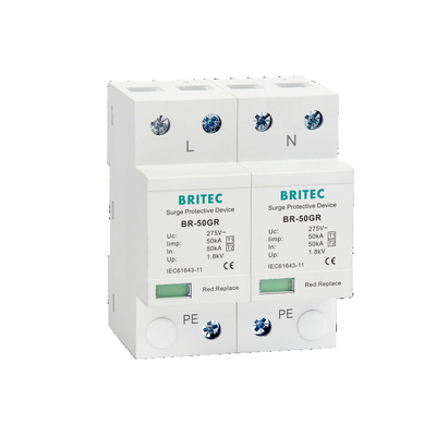 BRITEC BR-50GR 275 4P T1 Cina dispositivo di protezione da sovratensioni di tipo 1 275 Ac 3 Phase Spd Lightning Arrester Protector