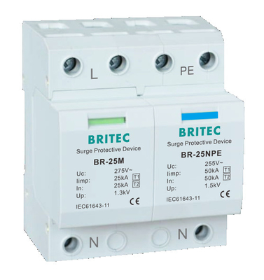 BR-25M 4P Tipo 1 Dispositivo di protezione da sovratensioni Varistor di protezione da fulmini SPD di protezione da fulmini Scintilla arrester