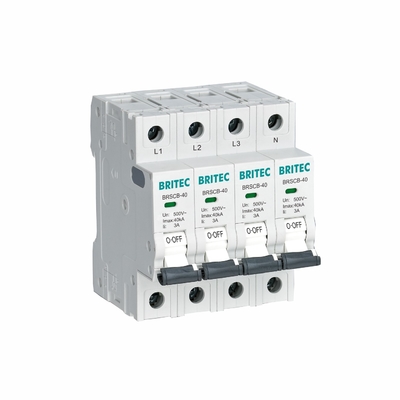 BRSCB-40 Classe II 40KA Protector di backup dedicato Dispositivo di protezione da sovratensioni MCB appositamente progettato per l'arresto da sovratensioni.
