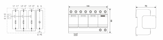 Dispositivo di protezione da sovratensioni IP20 termoplastico 50kA T1 di classe B