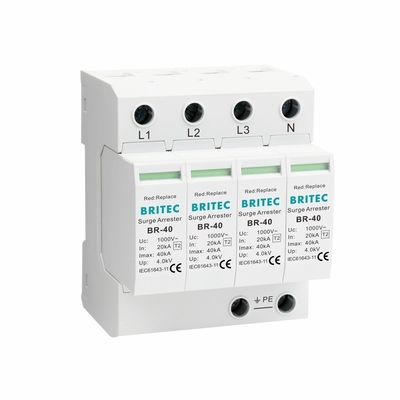 BR-40 1000 4P Tipo 2 protettore da sovratensione 1000V 690V 800V Protettore da sovratensione ad alta tensione trifase SPD arrester fulmine