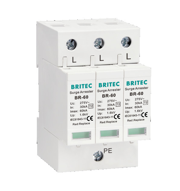 Type2 del limitatore di tensione del dispositivo di protezione dell'impulso di BR-60 3P SPD