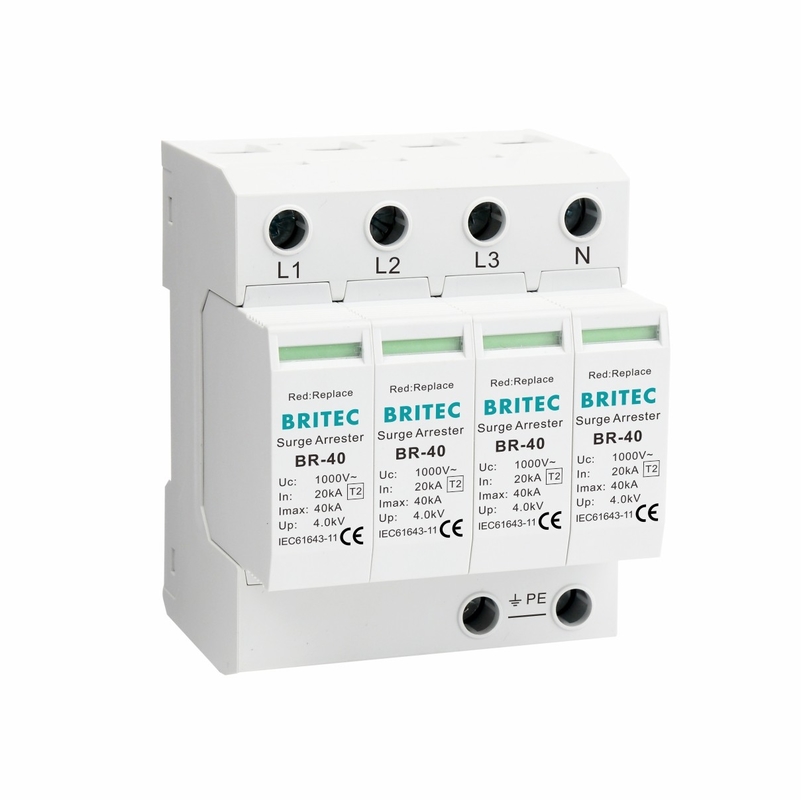 BR-40 1000 4P Tipo 2 protettore da sovratensione 1000V 690V 800V Protettore da sovratensione ad alta tensione trifase SPD arrester fulmine