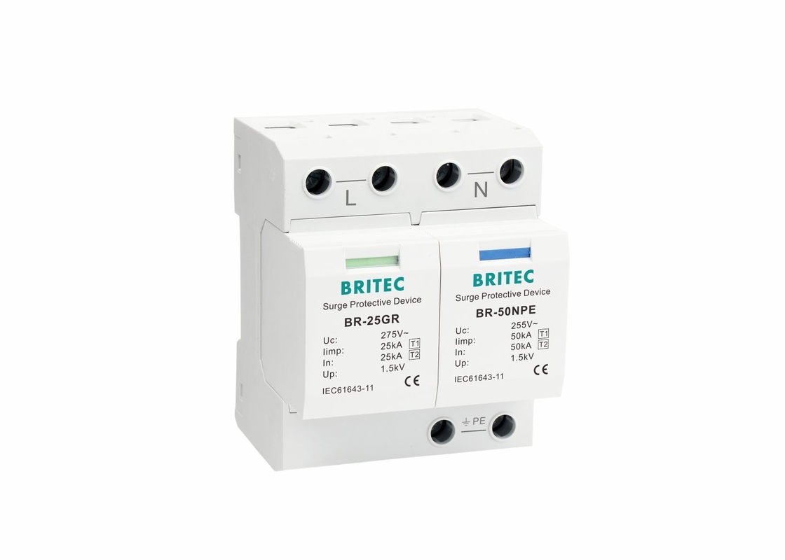 dispositivo di protezione dell'impulso di tipo 1 di monofase 25kA BR-25GR 1P+N