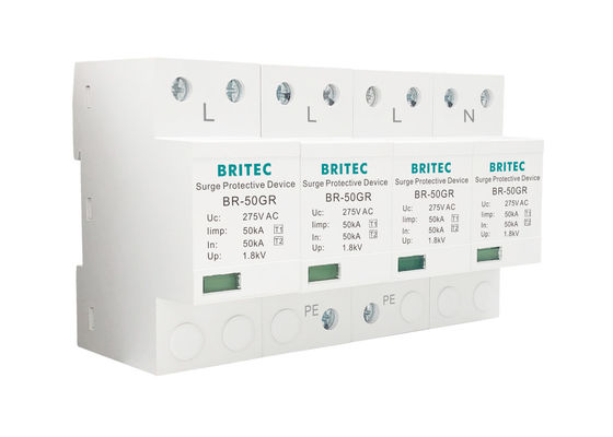 dispositivo di protezione dell'impulso di potere 275v 50kA tre corrente alternata Di fasi 4P SPD