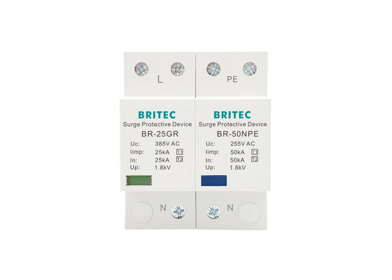 25 classe del dispositivo di protezione dell'impulso di tipo 1 di monofase del KA 1+1 io per il TT TN-S