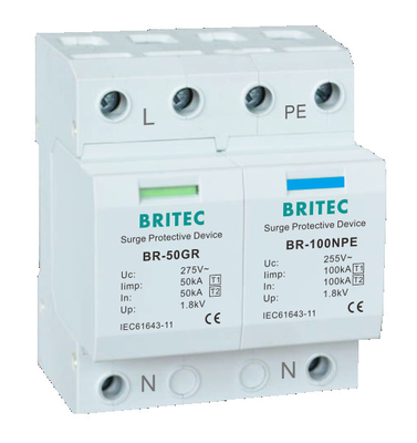 BRITEC BR-50GR 3P Tipo 1 Scaricatore di sovratensione 50ka Dispositivo di protezione contro le sovratensioni spd t1 t2 ac