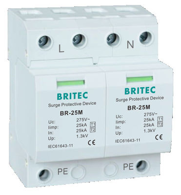 BR-25M 3P+1NPE 25kA T1+T2 varistor arrester B+C Low Voltage 3 Phase AC Spd Lightning Protector
