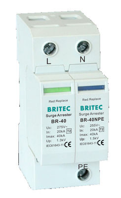 BRITEC BR-40 4P Dispositivo de Protección contra Sobretensiones Trifásico SPD Pararrayos fabricante de protección contra sobretensiones china