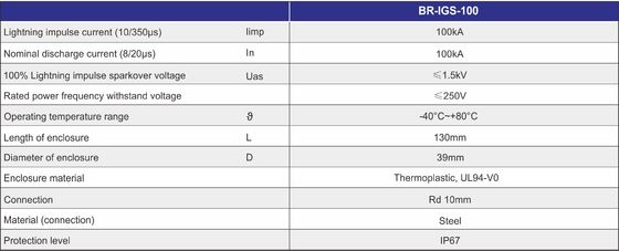 BR-ISG-100 Isolamento Spark Gap Lightning Equipotenzial Bonding Connection Of Separated Earthing Systems (Connezione di legame equipotenziale di un sistema di messa a terra separato)