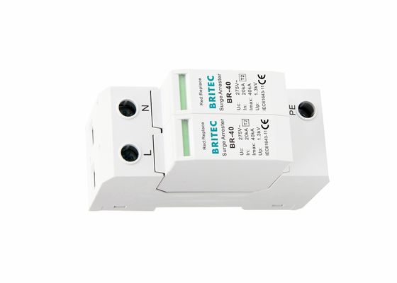 Scaricatore di sovratensione modulare plug-in da 40kA 320V 2P Tipo 2 Dispositivo di protezione da sovratensione montaggio su guida DIN