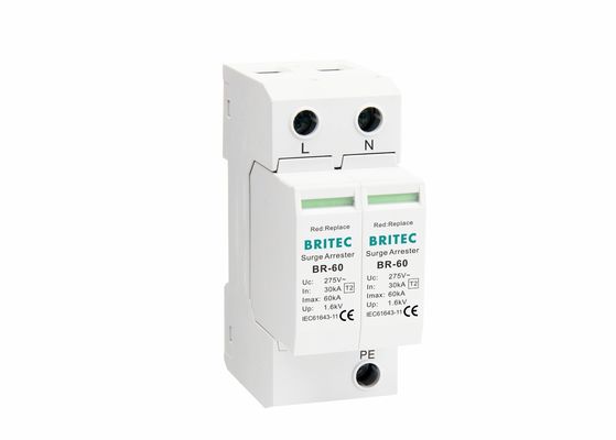 tipo di 30kA 60kA - potere 230V/400V BRITEC del dispositivo di protezione di 2 impulsi SPD