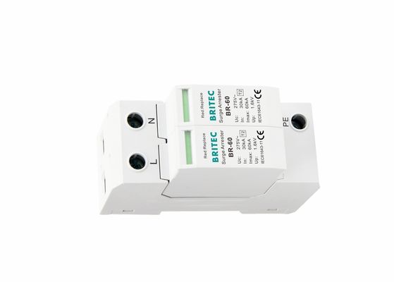 tipo di 30kA 60kA - potere 230V/400V BRITEC del dispositivo di protezione di 2 impulsi SPD