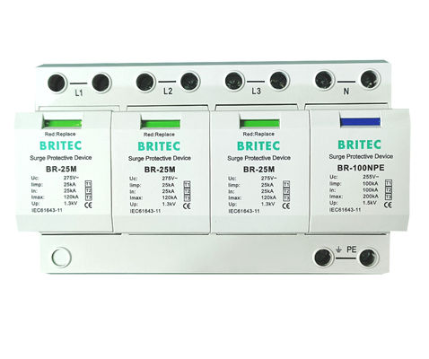 BRITEC BR-25M 3+1 Dispositivo di protezione da sovratensione Tipo 1 con modulo plug-in Iimp 25kA Protezione da sovratensione Tipo 1