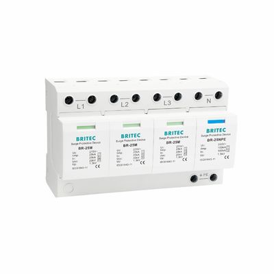 BRITEC BR-25M 3+1 Dispositivo di protezione da sovratensione Tipo 1 con modulo plug-in Iimp 25kA Protezione da sovratensione Tipo 1