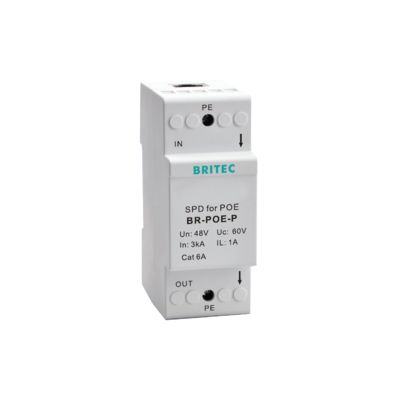 BR-POE-M Scaricatore di sovratensione per telecamera PoE, protettore di sovratensione di rete, protezione da sovratensione PoE RJ45, protezione da fulmini RJ45, protettore da sovratensione linea Cat6 / LAN / compatto / RJ45
