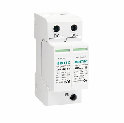 BR-40-24 T2 Dispositivo di protezione contro le sovratensioni di corrente continua 40kA 24V SPD con involucro termoplastico UL94-V0 per sovratensioni di corrente