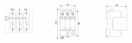BRPV3-1500-6.25 PV Surge Arrester Module 3 Protection Device Solar Power Systems spd 1500v dc t1 t2  Solar Dc Spd pv lightning arrester