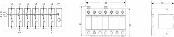 BR-40 275 6+1 Scaricatore di sovratensione Tipo 2 275V scaricatore per fulmini su guida DIN 3 fasi SPD