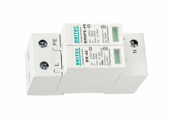 IEC 61643-11 Dispositivo di protezione contro le sovratensioni di tipo 2 con protezione da fulmini 40kA 1P+NPE e montaggio DIN Rail