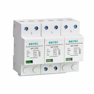 BR-25M 4P 25kA Surge Arrester Tipo 1 Thunder Arrester SPD Classe 1 pluggable Surge Arrester Cina fulmini
