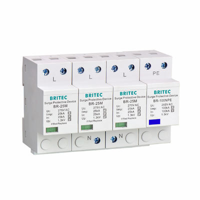 BR-25M 3P+1NPE 25kA T1+T2 Scaricatore di sovratensione B+C Tipo trifase a bassa tensione 1 AC spd