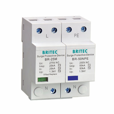 Scarico di sovratensione BR-25M 3P+1NPE 25kA T1+T2 B+C a bassa tensione per protezione da sovratensioni trifase
