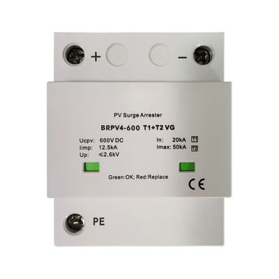 1000V DC 12,5kA Impulso di fulmine Tipo 1+2 SPD fotovoltaico arrester di ondate solari tipo 1