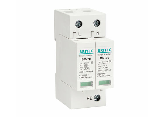 Dispositivo di protezione contro le sovratensioni da 70kA Tipo 2 Montabile su guida DIN Scaricatore di sovratensioni conforme a IEC 61643-11