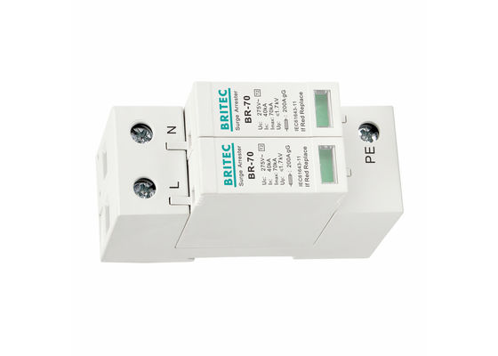 Dispositivo di protezione contro le sovratensioni da 70kA Tipo 2 Montabile su guida DIN Scaricatore di sovratensioni conforme a IEC 61643-11