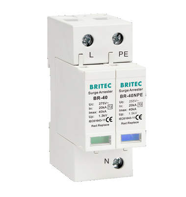 Tipo di CA SPD di BR-40 1P+1 - 2 fase SPD dello scaricatore 40kA Singel del dispositivo di protezione dell'impulso