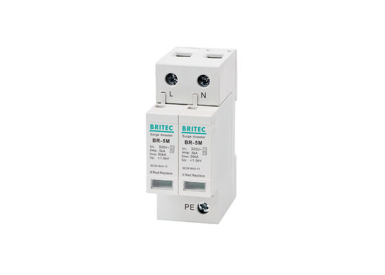 BR-5M 320V 2P SPD monofase con dispositivo di protezione contro le sovratensioni di tipo 1 + tipo 2 da 5kA, montaggio su guida DIN