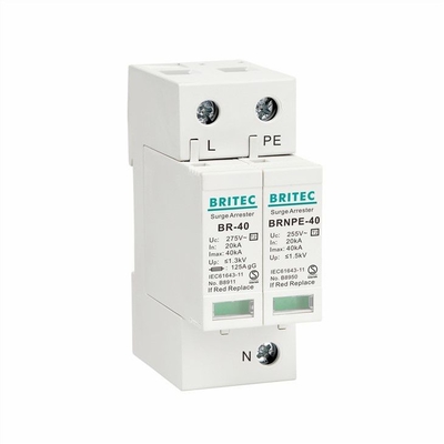 Tipo di fase di BR-40 1P+1 40kA Singel - dispositivo di protezione di 2 impulsi per il relé di massima SPD del materiale elettrico